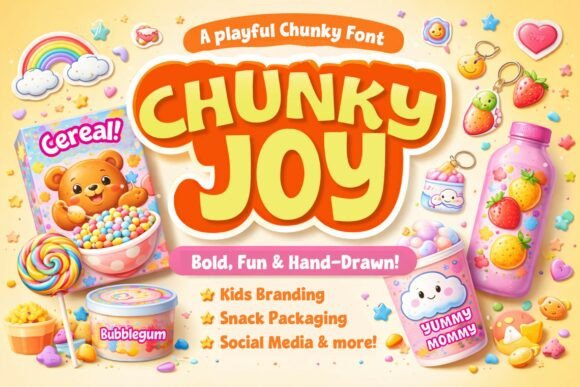 Embrace the Playful Charm of Chunky Joy: A Bold and Friendly Font for Creative Projects